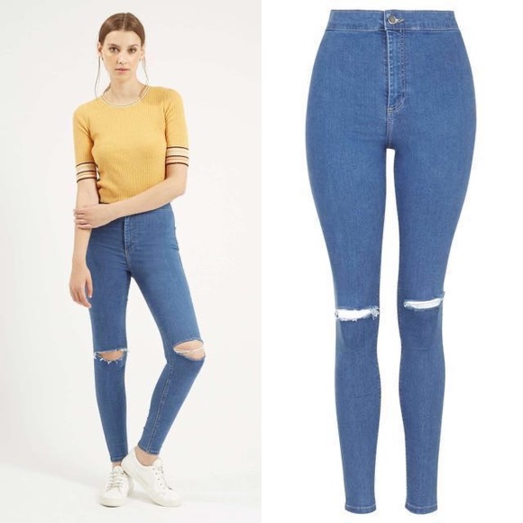 Topshop High waisted ripped Joni Jeans - Picture 1 of 2